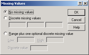 Диалоговое окно Define Missing Values
