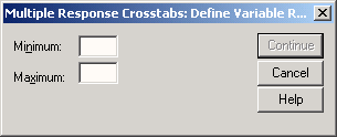 Диалоговое окно Multiple Response Crosstabs: Define Variable Range