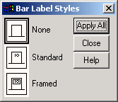 Диалоговое окно Bar Label Styles (Метки столбцов)