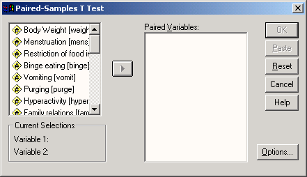 Диалоговое окно Paired-Samples T Test